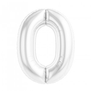 Логотип «Шар (40''/102 см) Цифра, 0 Slim, Белый блеск, 1 шт. в уп.»