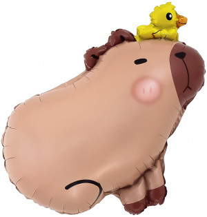 Логотип «Шар (26''/66 см) Фигура, Капибара с утенком, 1 шт.»