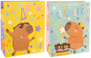 Логотип «Пакет подарочный, 210гр, Капибара, СДР, Все Сбудется!, 32*26*12 см, 1 шт.»