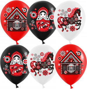 Логотип «Шар (12''/30 см) Русские мотивы, Ассорти, пастель, 1 ст, 25 шт.»