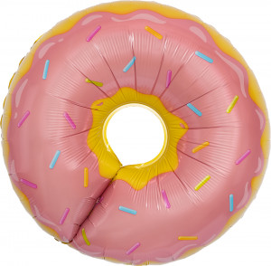 Логотип «Шар (26''/66 см) Фигура, Пончик, Розовый, 1 шт.»