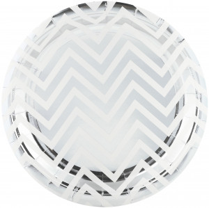 Логотип «Тарелки (7''/18 см) Зигзаги, Белый/Серебро, Металлик, 6 шт.»