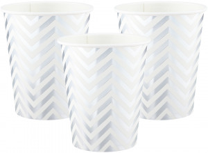 Логотип «Стаканы (250 мл) Зигзаги, Белый/Серебро, Металлик, 6 шт.»