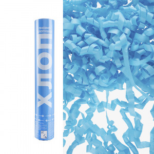 Логотип «Пневмохлопушка (12/30 см), Хлопни, Серпантин тишью, Голубой, 1 шт.»