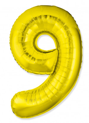Логотип «Шар (40''/102 см) Цифра, 9 Slim, Золото, 1 шт.»