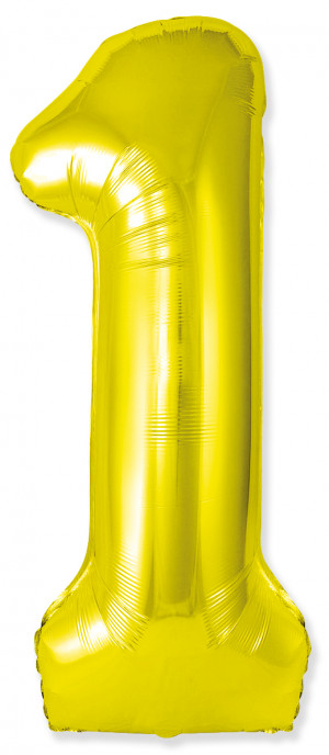 Логотип «Шар (40''/102 см) Цифра, 1 Slim, Золото, 1 шт.»