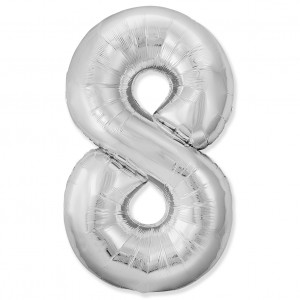 Логотип «Шар (40''/102 см) Цифра, 8 Slim, Серебро, 1 шт.»