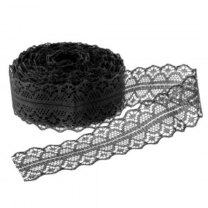Логотип «Декоративная лента (3 см*10 м) Тонкое Кружево, Черный, 1 шт.»