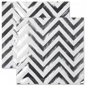 Логотип «Сервировочные салфетки, Зигзаги, Белый/Серебро, Металлик, 33*33 см, 12 шт.»