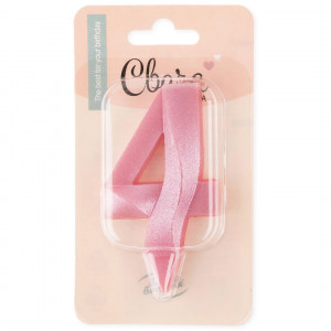 Логотип «Свеча Цифра, 4 Грани, Розовый, 7 см, 1 шт. с держат.»