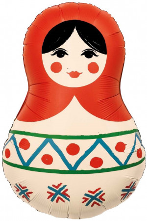 Логотип «Шар (31''/79 см) Фигура, Матрешка Русский узор, 1 шт. в уп.»
