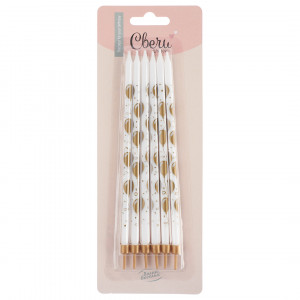 Логотип «Свечи Воздушные шарики, Белый/Золото, Металлик, 0,55*15 + 1 см, 6 шт. с держат.»