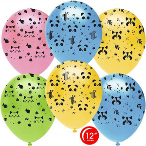 Логотип «Шар (12''/30 см) Зверята, Ассорти, пастель, 5 ст, 50 шт.»