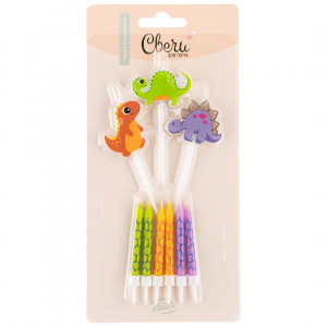 Логотип «Свечи Фигура, Динозаврики, Ассорти, 6 см, 9 шт. с держат.»