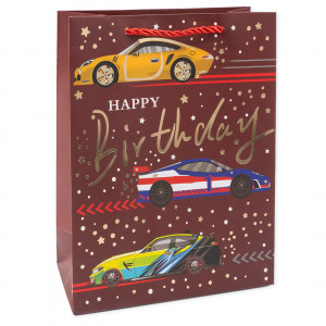 Логотип «Пакет подарочный, Happy Birthday, Дизайн №4, Металлик, 40*31*12 см, 1 шт.»