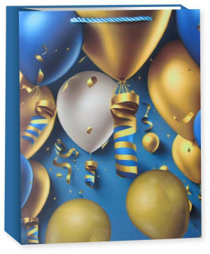 Логотип «Пакет подарочный, Праздничные шары, Дизайн №1, 40*31*12 см, 1 шт.»