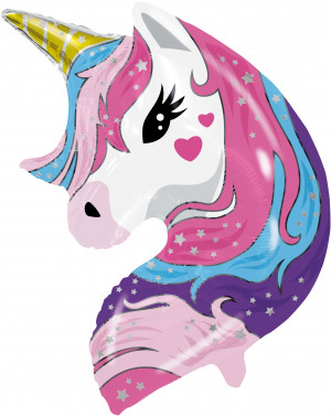 Логотип «Шар (32''/81 см) Фигура, Голова, Волшебный единорог, 1 шт. в уп.»