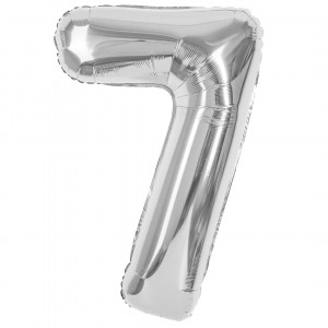 Логотип «Шар (40''/102 см) Цифра, 7, Серебро, Металлик, 1 шт. в уп.»