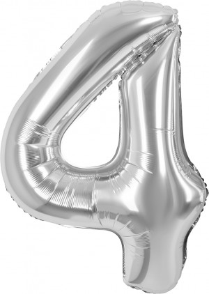 Логотип «Шар (40''/102 см) Цифра, 4, Серебро, Металлик, 1 шт. в уп.»
