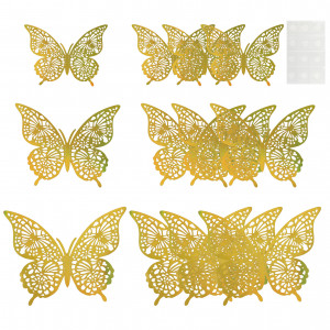 Логотип «Наклейки Волшебные бабочки, Золото, Голография, 8-12 см*12 шт, 1 упак.»