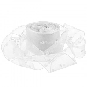 Логотип «Лента декоративная (4 см*9,14 м) Воздушные точки, Белый, 1 шт.»