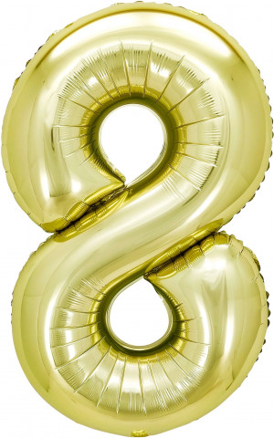 Логотип «Шар (40''/102 см) Цифра, 8, Белое золото, Металлик, 1 шт. в уп.»