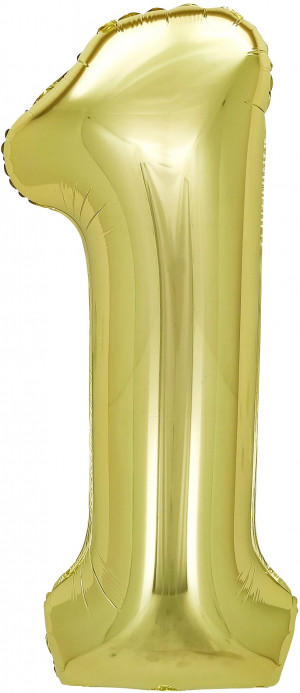 Логотип «Шар (40''/102 см) Цифра, 1, Белое золото, Металлик, 1 шт. в уп.»