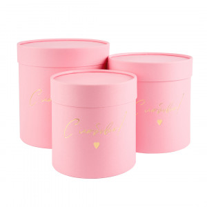 Логотип «Набор коробок Цилиндр, С Любовью, Розовый, Матовый, 18*18 см, 3 шт. в упак.»