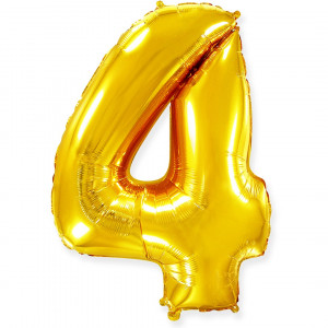Логотип «Шар (40''/102 см) Цифра, 4, Золото, 1 шт. в уп.»