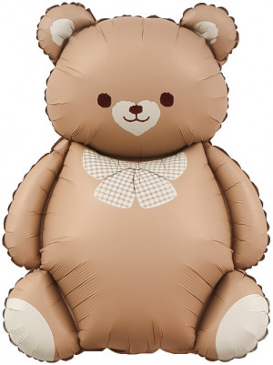 Логотип «Шар (35''/89 см) Фигура, Мишка с бантом, Коричневый, Сатин, 1 шт.»