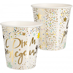 Логотип «Стаканы (250 мл) С Днем Рождения (сверкающие блестки), Металлик, 6 шт.»