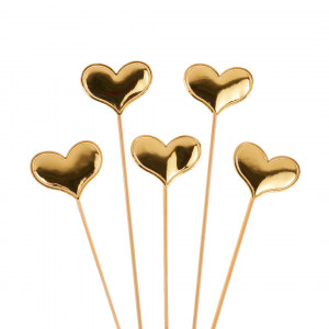 Логотип «Пики Топперы, Сердце, Золото, Металлик, 12 см, 5 шт.»