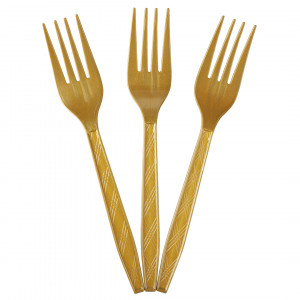 Логотип «Вилки, Золото, 15 см, 10 шт. в упак.»