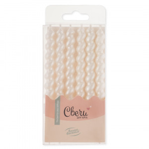 Логотип «Свечи Спирали, Белый, Перламутр, 0,8*7,5 + 2,5 см, 6 шт. с держат.»