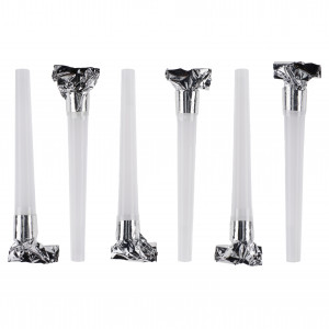 Логотип «Карнавальные язычки гудки, Шумчики, Белый/Серебро, 11 см, 6 шт. в упак.»