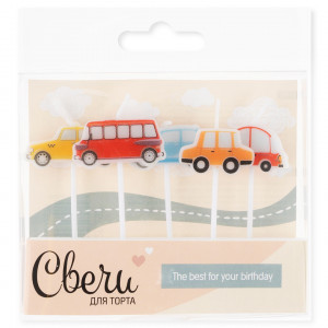 Логотип «Набор свечей Фигура, Любимые машинки, 6 см, 5 шт. с держат.»