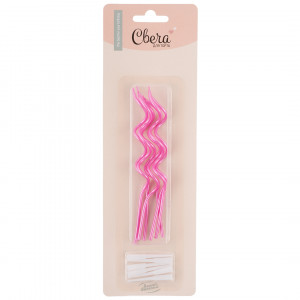 Логотип «Свечи Коктейльные, Тонкие спирали, Розовый, Перламутр, 0,3*12 см, 6 шт. с держат.»