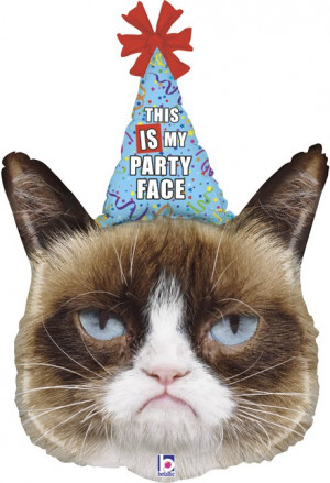 Логотип «Шар (29''/74 см) Фигура, Сердитая кошка в колпаке, 1 шт. в уп.»