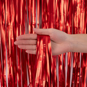 Логотип «Занавес Дождик Красный, Матовый металл, 100*200 см, 1 шт.»