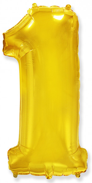 Логотип «Шар (40''/102 см) Цифра, 1, Золото, 1 шт.»