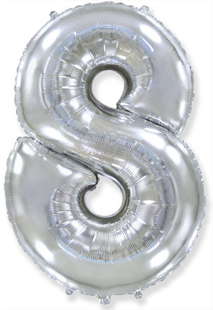 Логотип «Шар (40''/102 см) Цифра, 8, Серебро, 1 шт.»