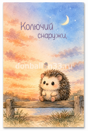 Логотип «Открытка, Колючий снаружи (ежик), 10*15 см, 1 шт.»