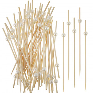 Логотип «Пики Топперы, с бусинами, Белый жемчуг, 12 см, 50 шт.»