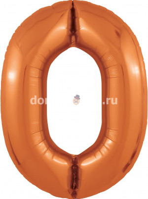 Логотип «Шар (40''/102 см) Цифра, 0 Slim, Папайя, 1 шт. в уп.»
