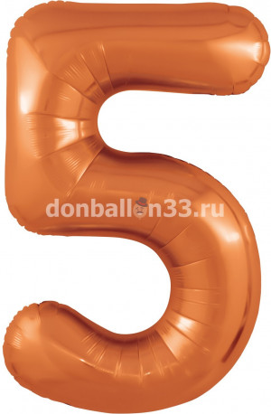 Логотип «Шар (40''/102 см) Цифра, 5 Slim, Папайя, 1 шт. в уп.»