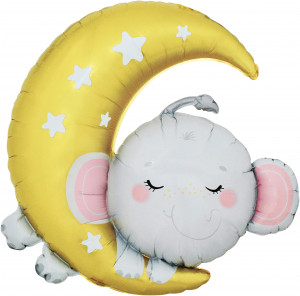 Логотип «Шар (36''/91 см) Фигура, Полумесяц со слоненком, 1 шт. в уп.»