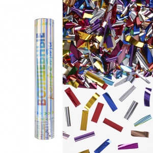 Логотип «Пневмохлопушка (12/30 см), Волшебное конфетти, Прямоугольники фольга, Ассорти, Металлик, 1 шт.»