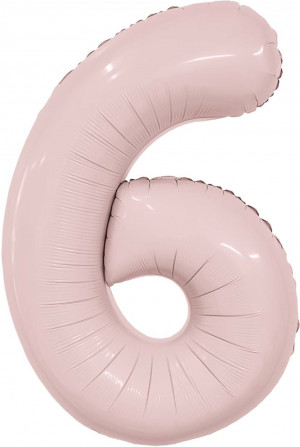 Логотип «Шар (40''/102 см) Цифра, 6 Slim, Пыльная роза, 1 шт. в уп.»