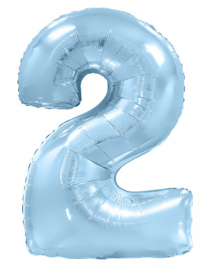 Логотип «Шар (40''/102 см) Цифра, 2, Голубой, Макарунс, 1 шт. в уп.»