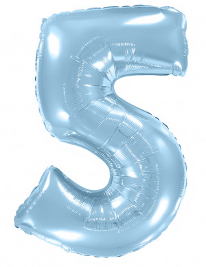 Логотип «Шар (40''/102 см) Цифра, 5, Голубой, Макарунс, 1 шт. в уп.»
